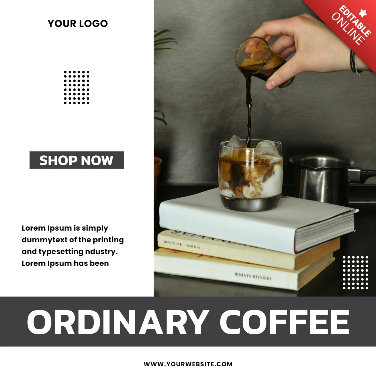 Außergewöhnliche Kaffee Social Media Post Design Vorlage
