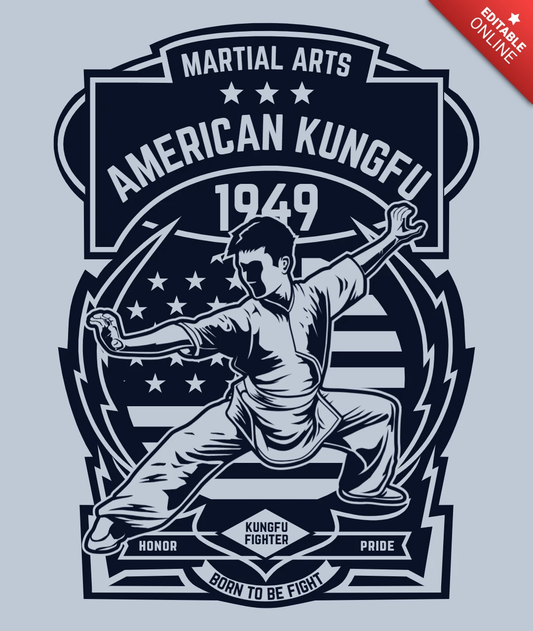 American Kungfu T-Shirt Design Template
