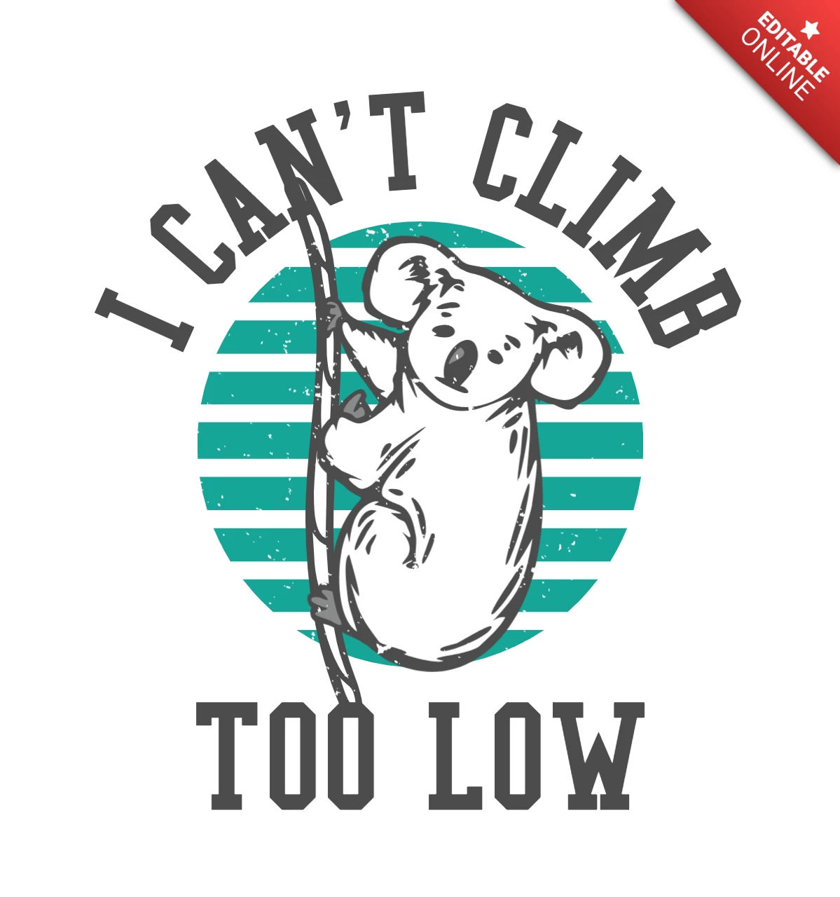 Koala Climbing A Rope Vintage T-shirt Design Template