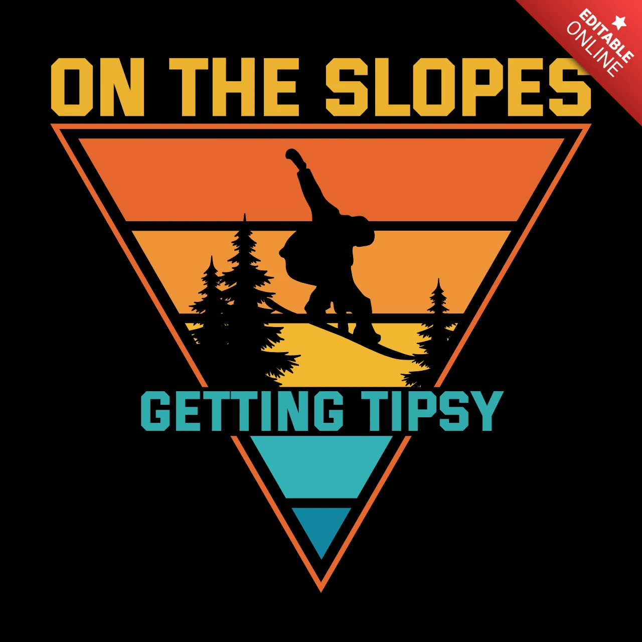 Modèle de t-shirt pour snowboarder sur les pistes de ski