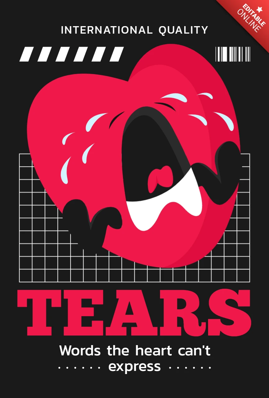 Bold Graphic Design Template with Heart Illustration for Merchandising