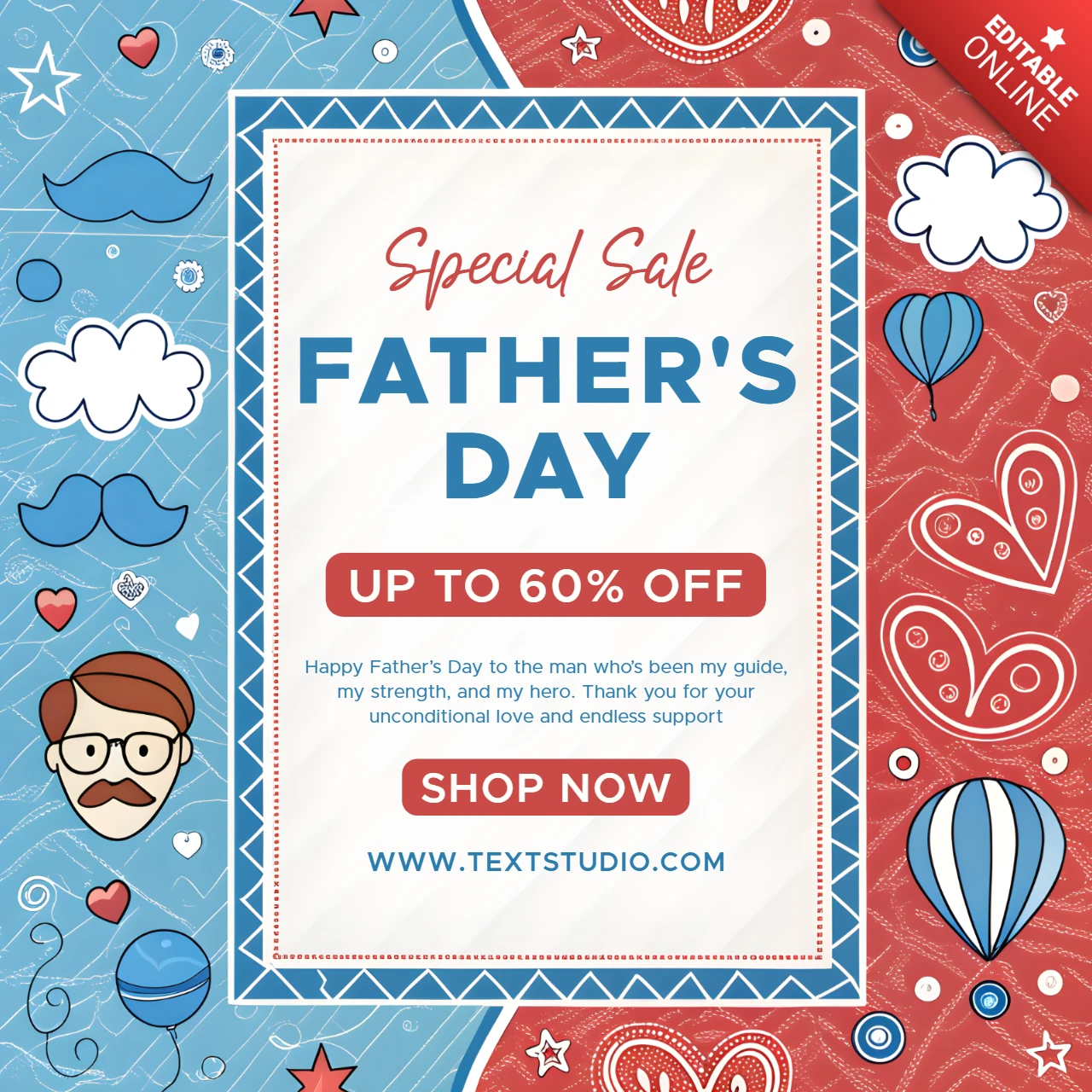 Father's Day Sale Template - Playful and Colorful Design for Promotions