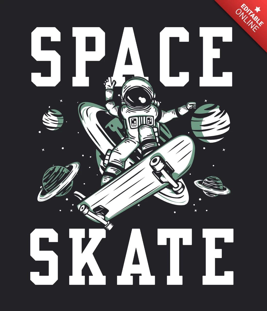 Modèle de conception de t-shirt vintage de skateboard d'astronaute