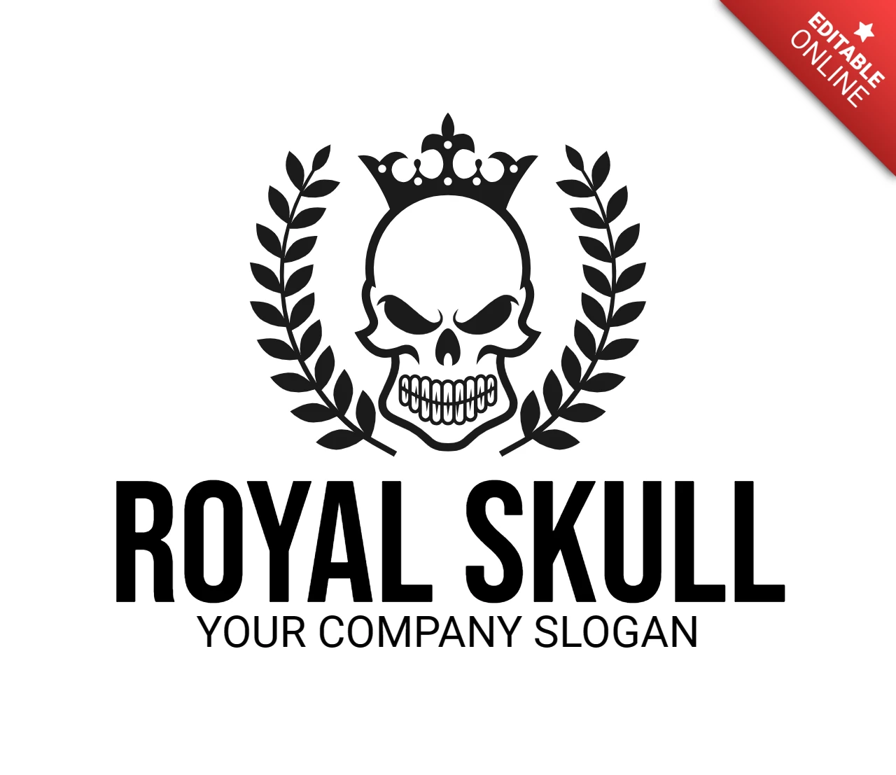 Szablon logo z królewską koroną czaszki