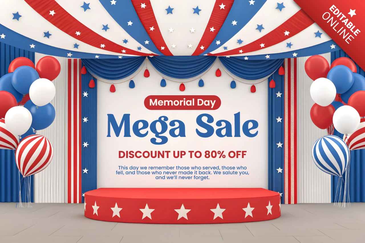 Patriotic Memorial Day Sale Template – Festive Design for Event Promotions
