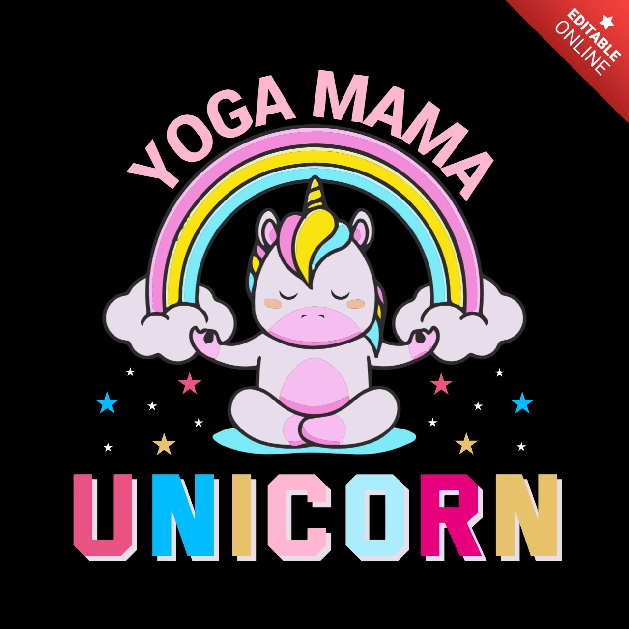 Yoga Mama Unicorn T-shirt Design Template