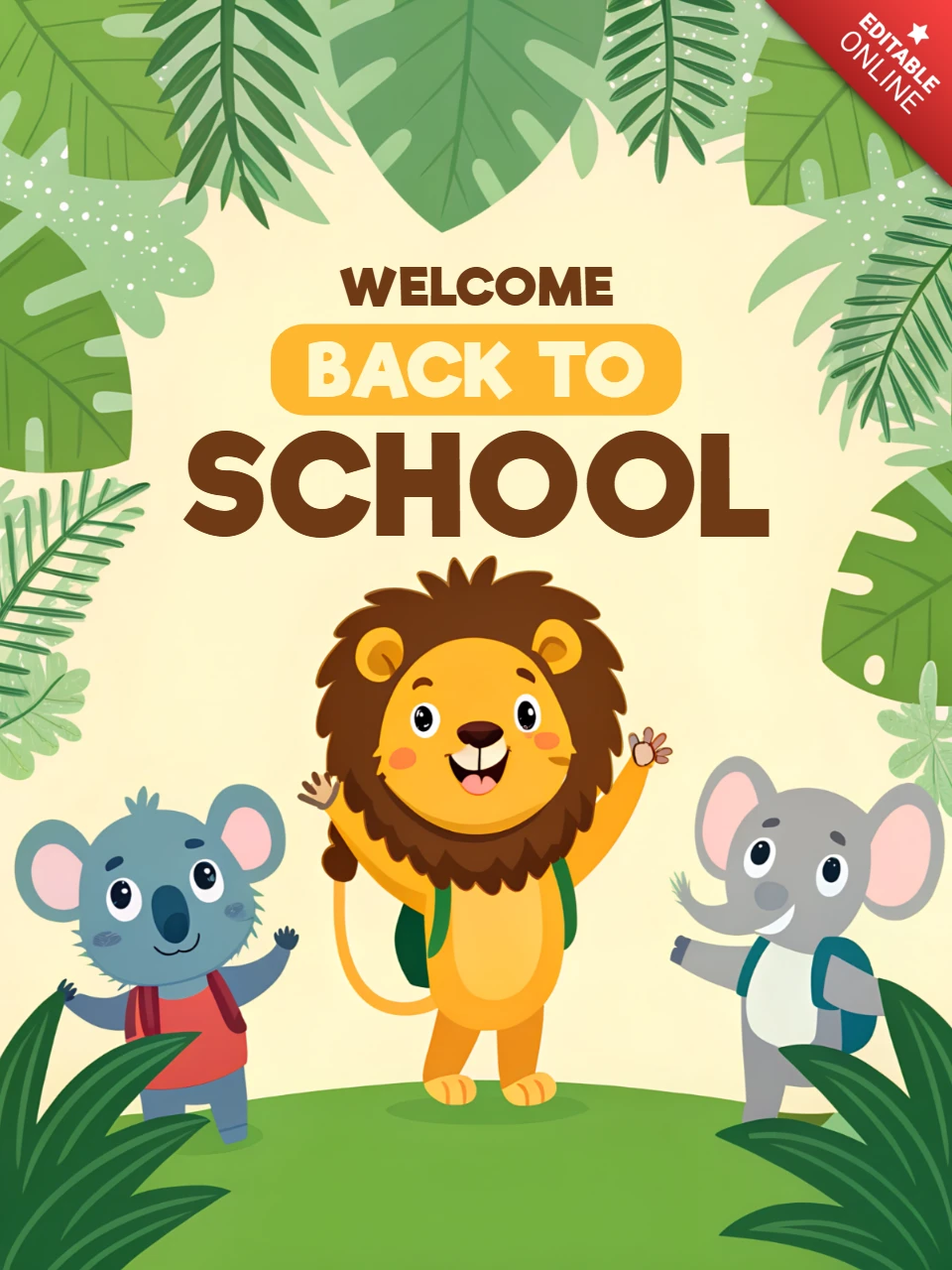 Back to School Animal Design Template for Kids' Educational Posters