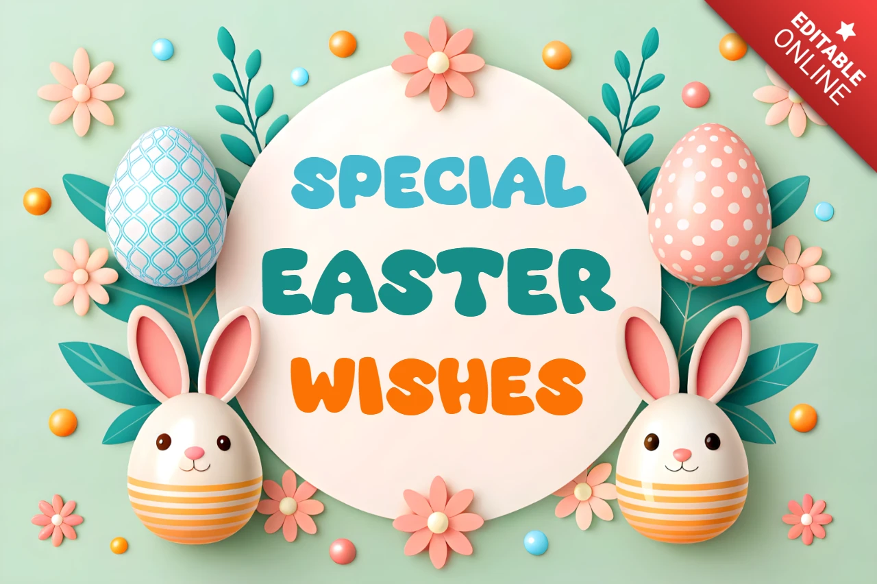 Verspielt Ostern Wünsche Design-Vorlage: bunte 3d floral und Hase Thema