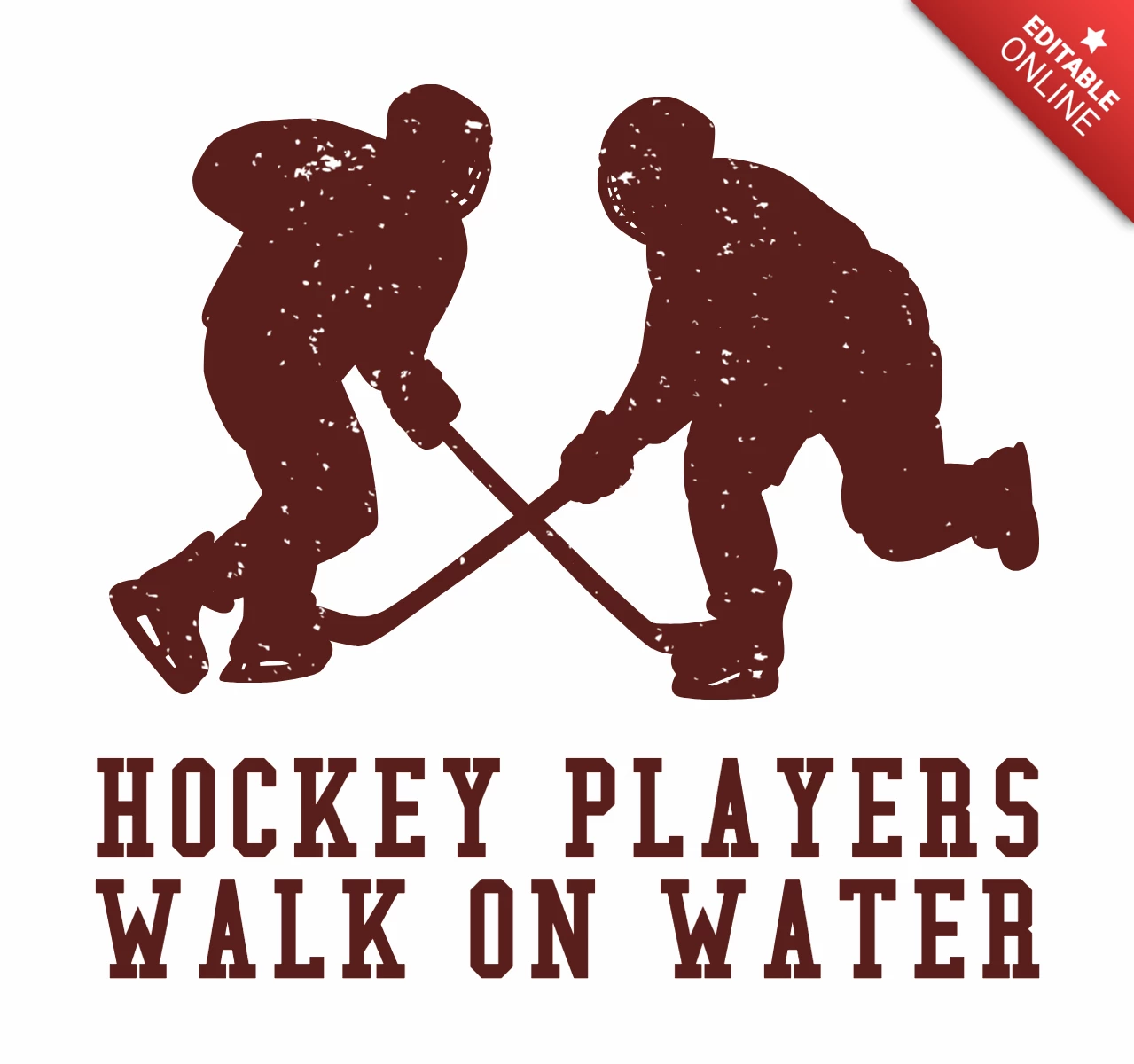 Hockey Player Silhouette Vintage T-shirt Design Template