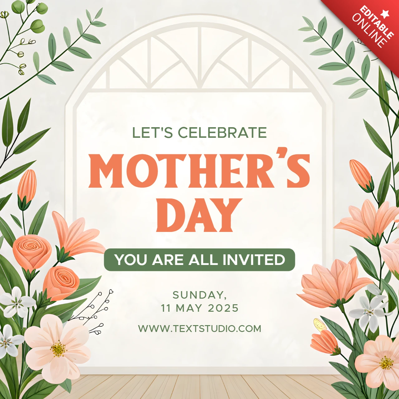 Modèle de célébration florale de la fête des mères - design élégant pour les invitations