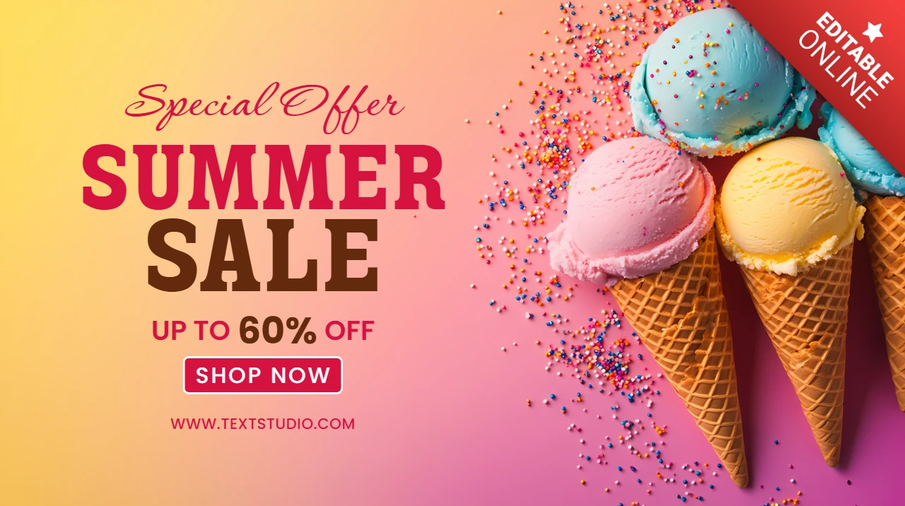 Colorida plantilla de diseño de venta de verano para promociones de helados