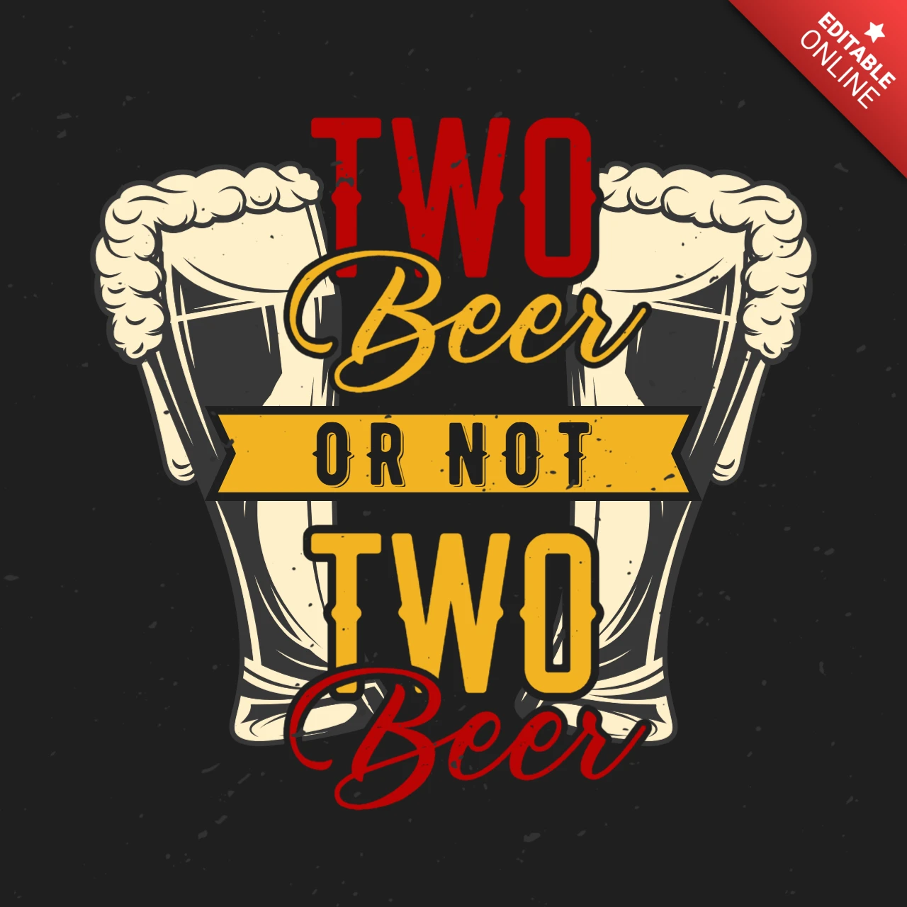 Two Beer Mug T-Shirt Design Template