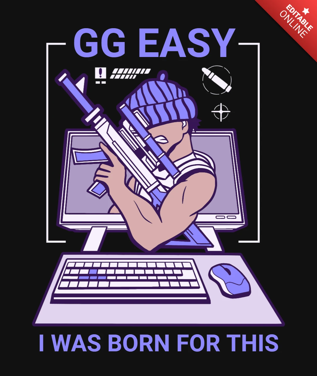Gg facile nato per dominare il gioco modello di design per t-shirt