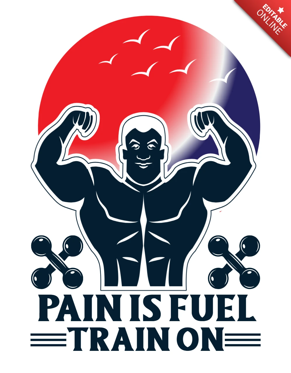 Bold Fitness Motivation Design Template with Strongman Graphic Style
