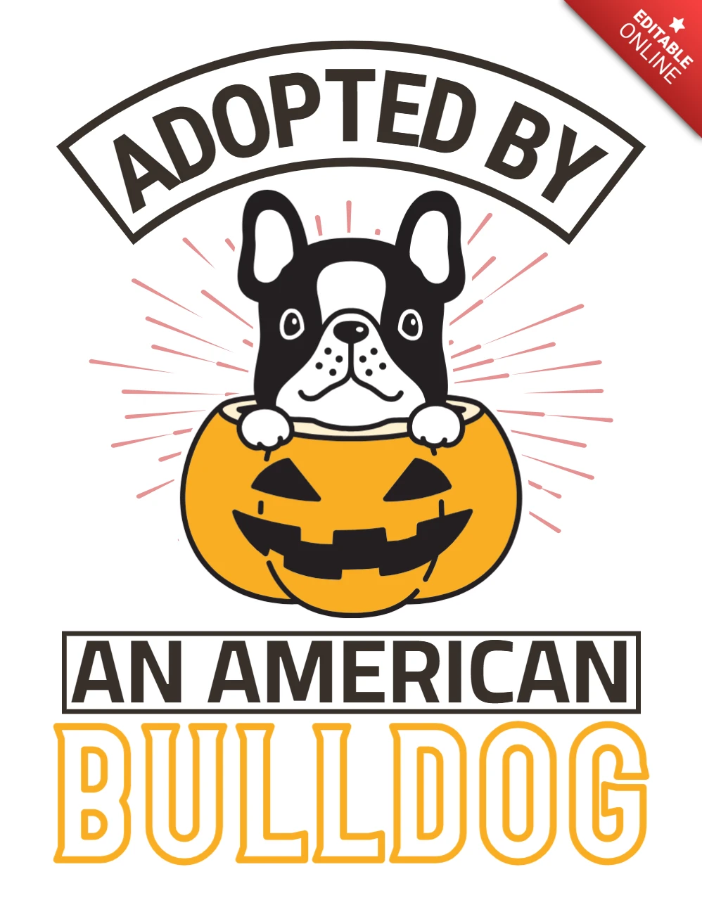 Verspieltes Halloween-Poster mit amerikanischer Bulldogge