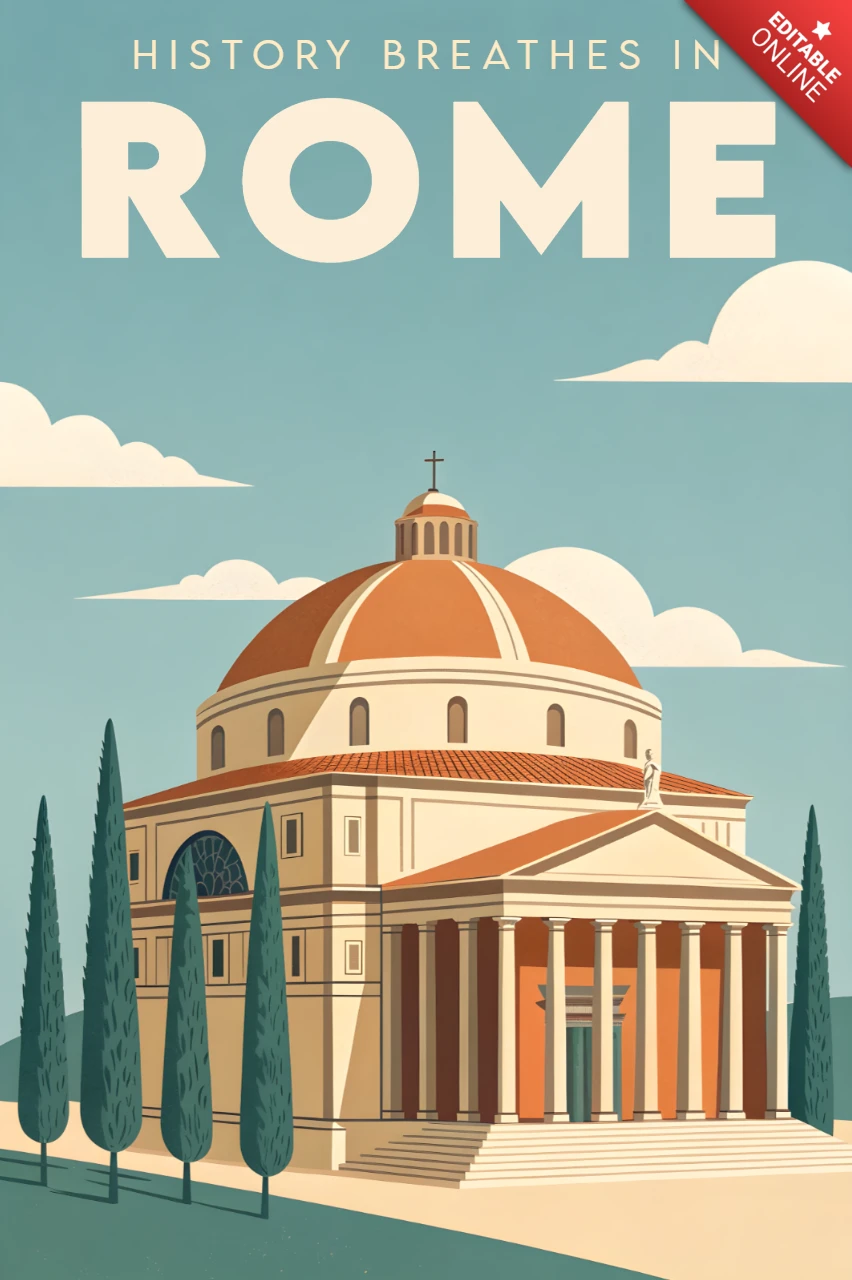Retro-Design-Vorlage für ein Rom-Wahrzeichen-Poster