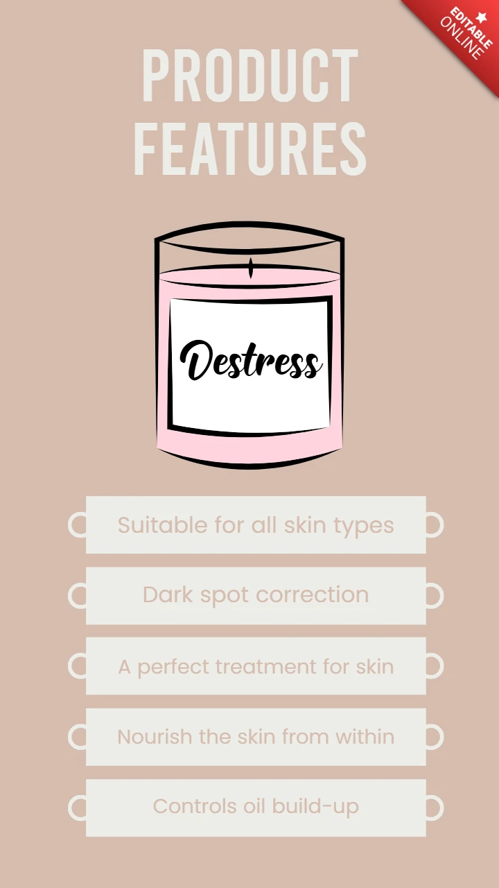 Destress candle tüm cilt tipleri için nihai cilt bakım çözümü instagram story post tasarım şablonu