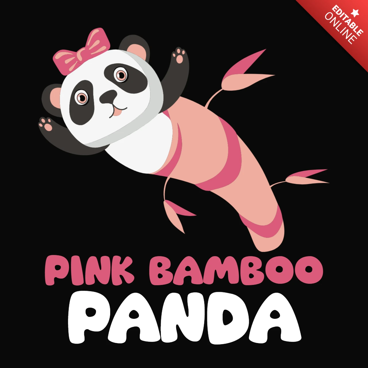 Pembe bambu tişörtlü sevimli panda şablonu