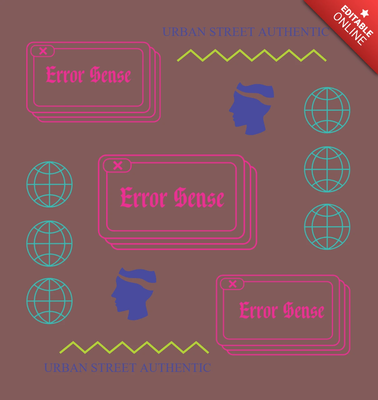 Urban Street Design Template with Error Message Graphics for Apparel