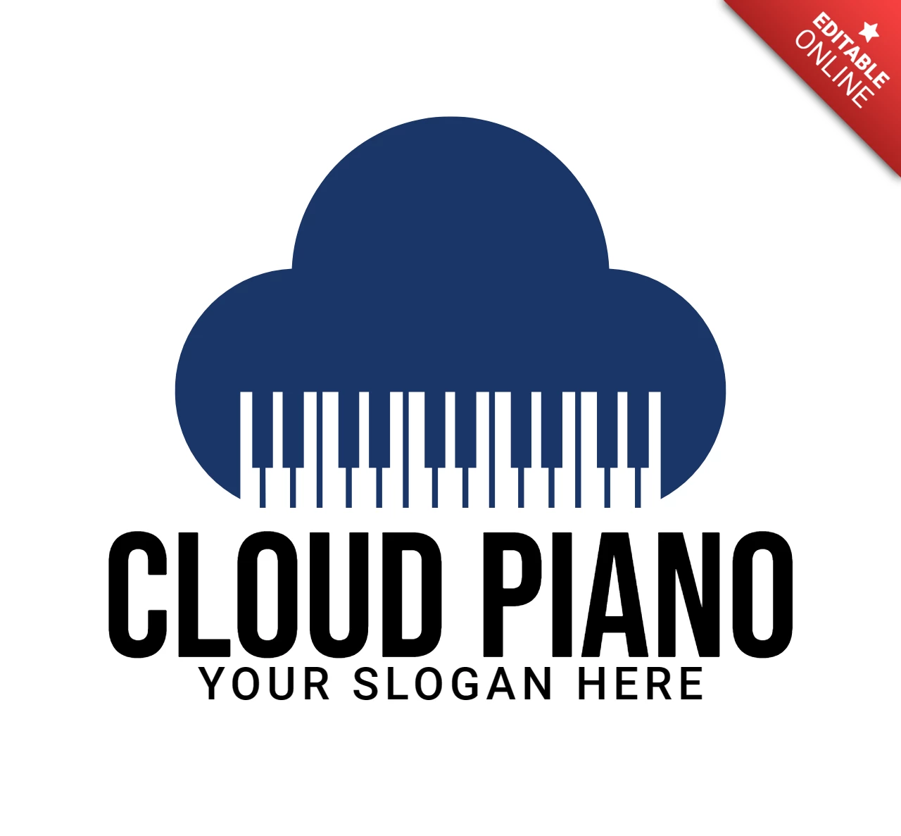 Modèle de logo pour le piano nuageux