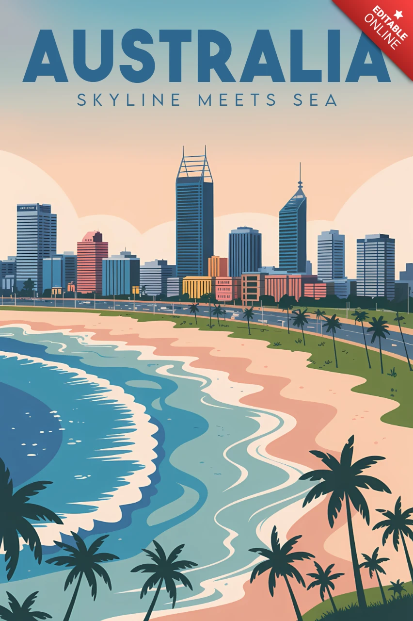 Modèle de design rétro de l'Australie pour affiches de voyage
