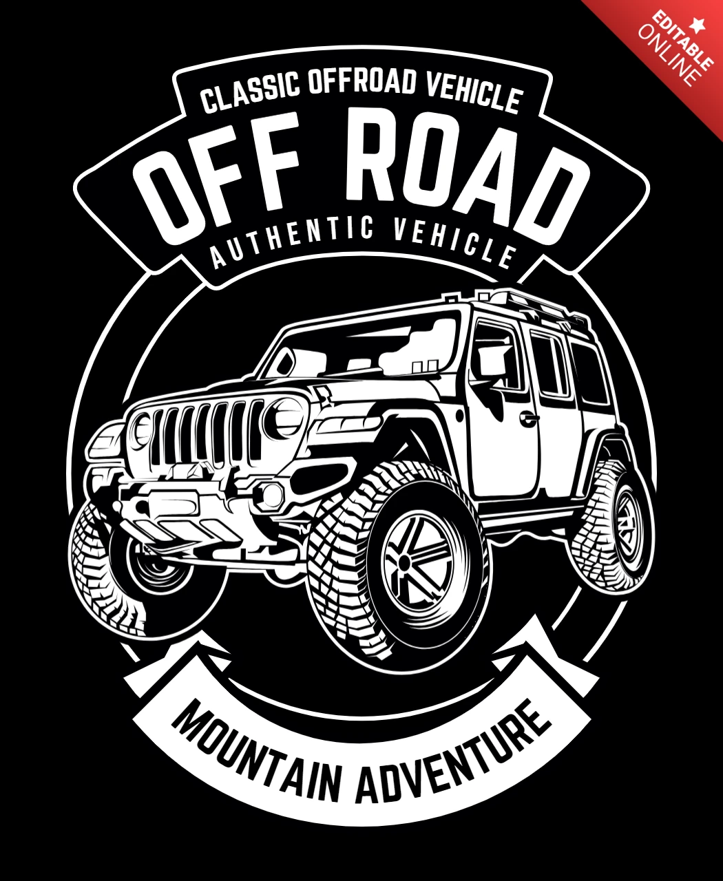 Off Road Car Vintage T-shirt Design Template