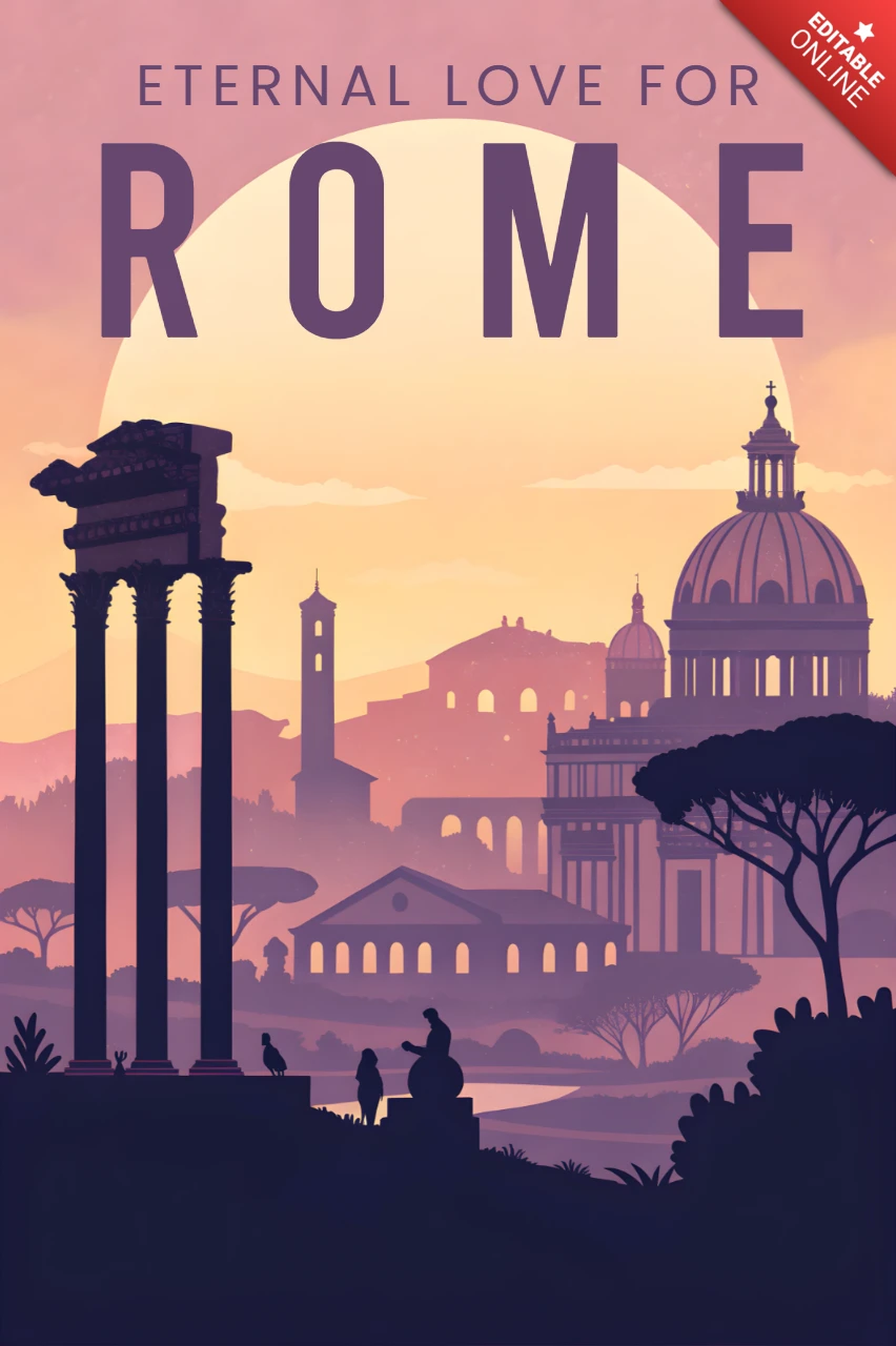 Template de design de paisagem artística de Roma para pôsteres