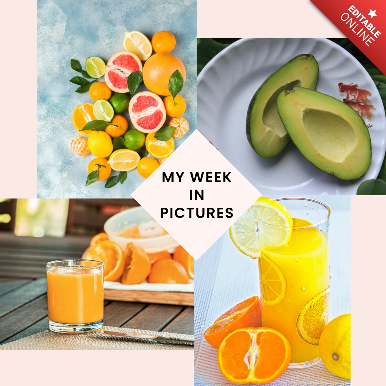 Mijn week in foto's levendig fruit instagram post ontwerpsjabloon