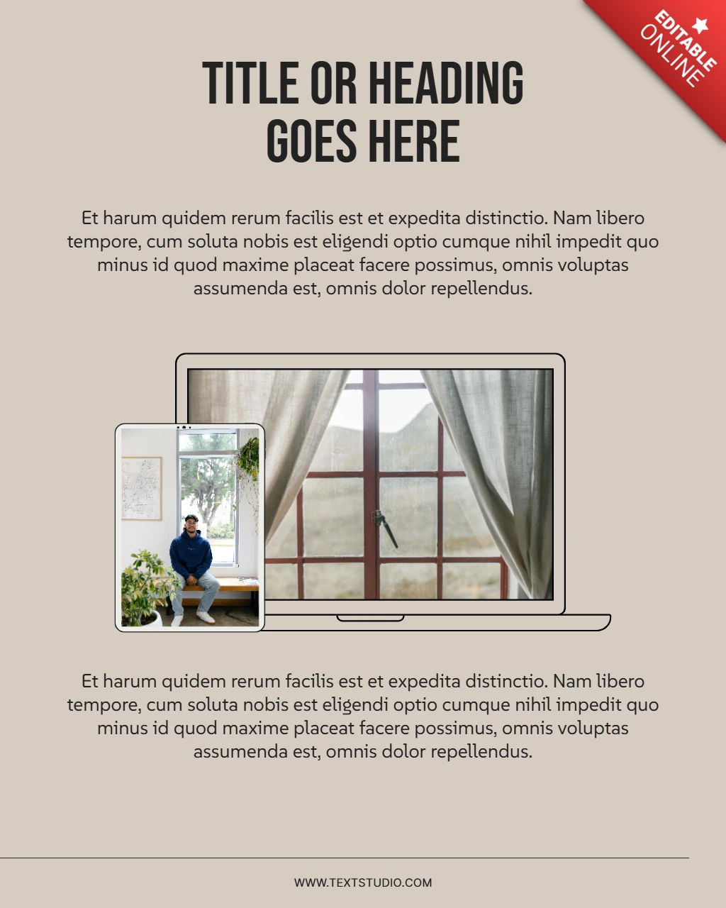 Modernes Home-Office-Design-Vorlage mit Zimmerpflanzen-Dekor