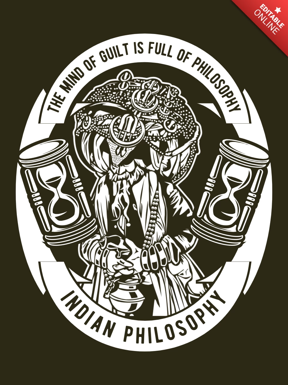Indian Philosophy Character T-Shirt Design Template