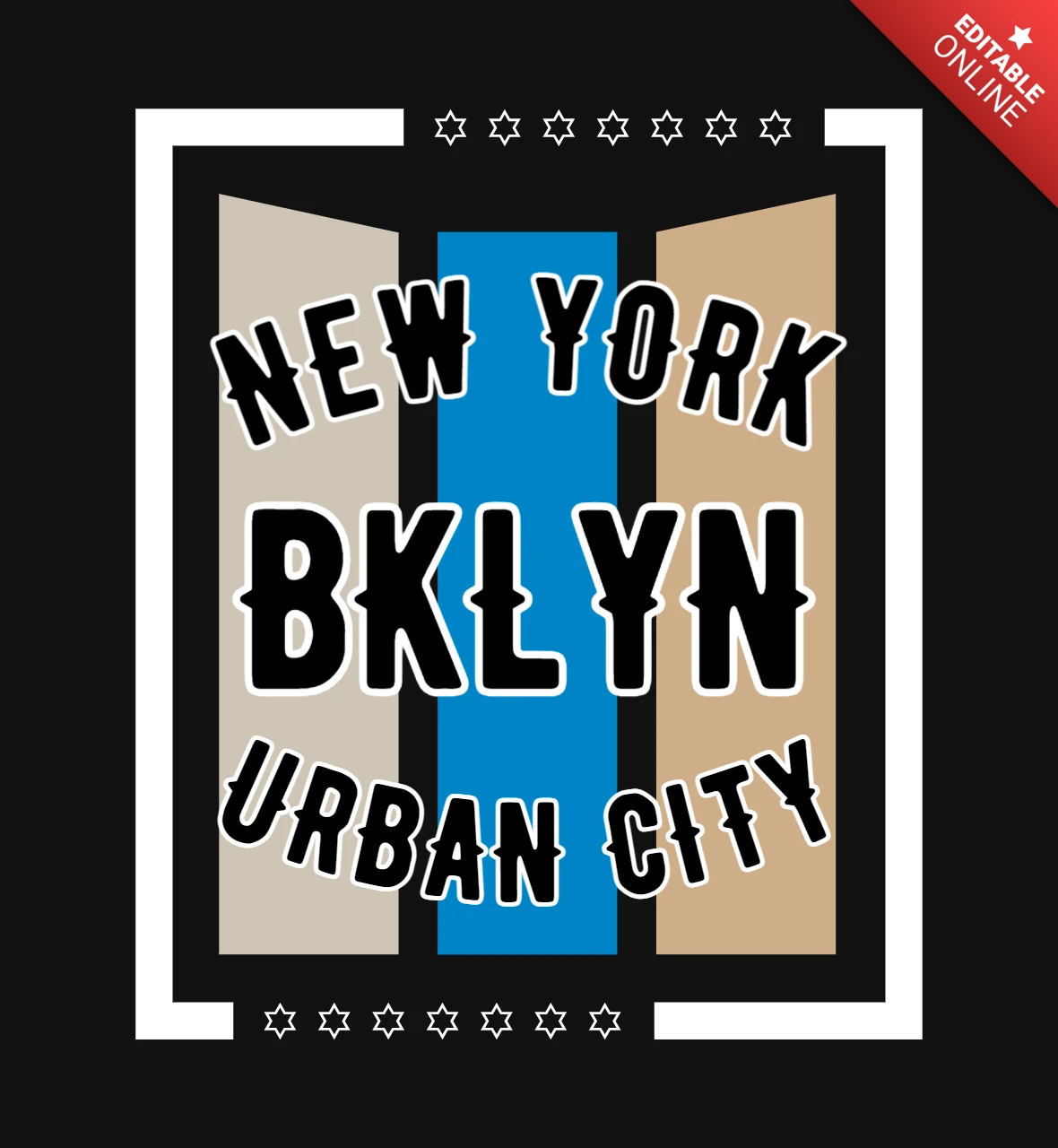 Brooklyn kentsel şehir tipografi tişört tasarım şablonu