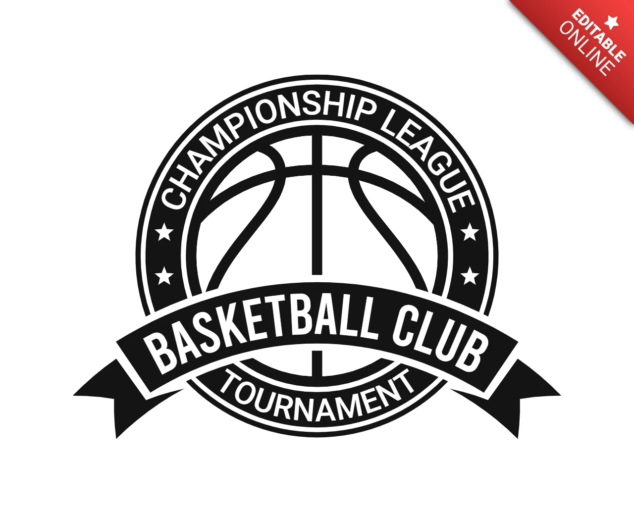 Basketball Club Tournament Championship Sports Logo Design Template