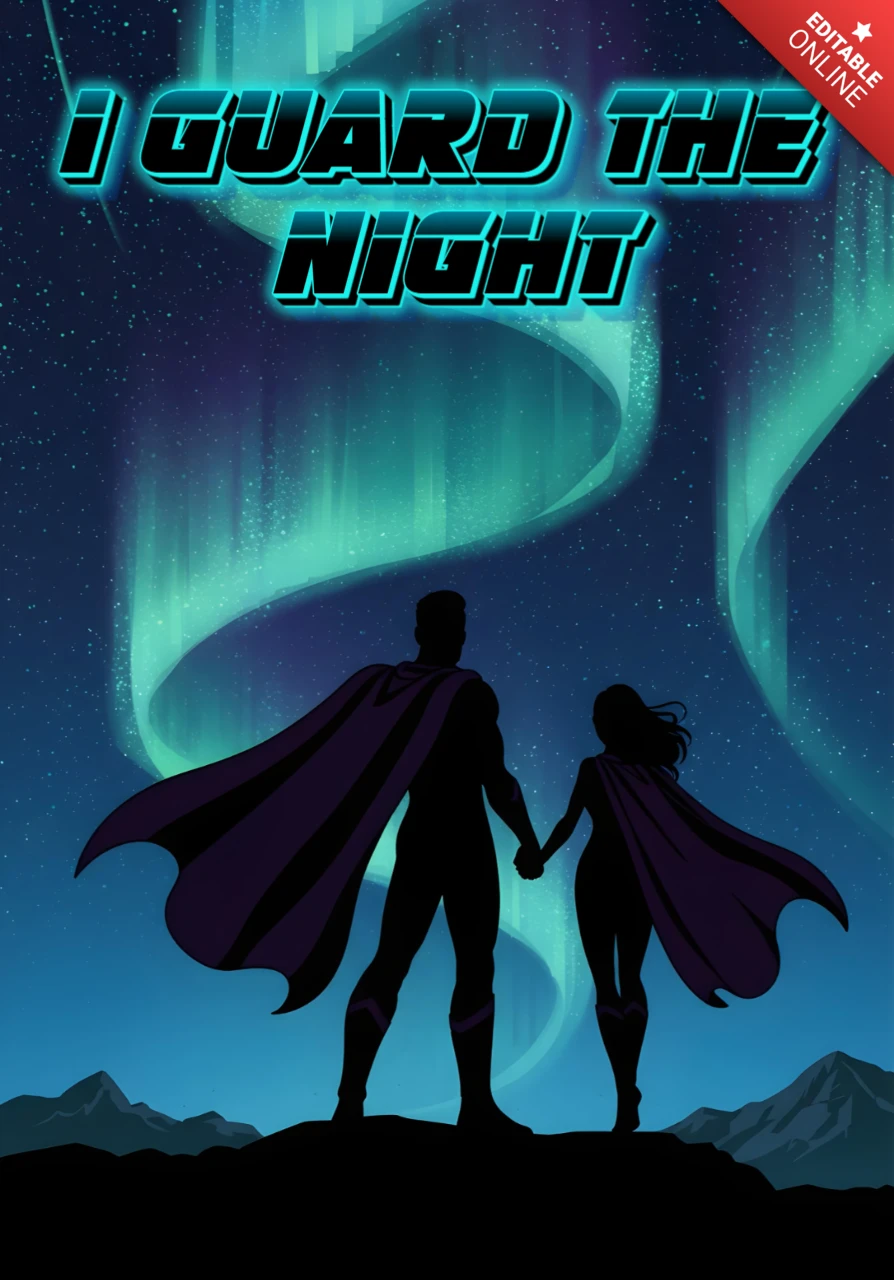 Je garde le duo de super-héros de la nuit sous le design de l'affiche des aurores boréales.