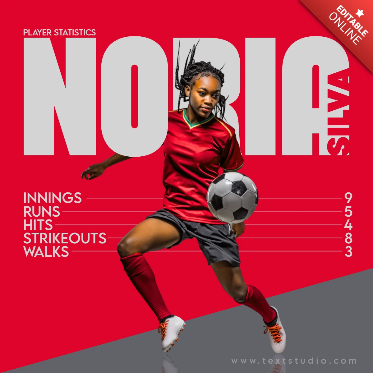 Fußballspieler-Statistiken Vorlage anpassbares Sportgrafikdesign
