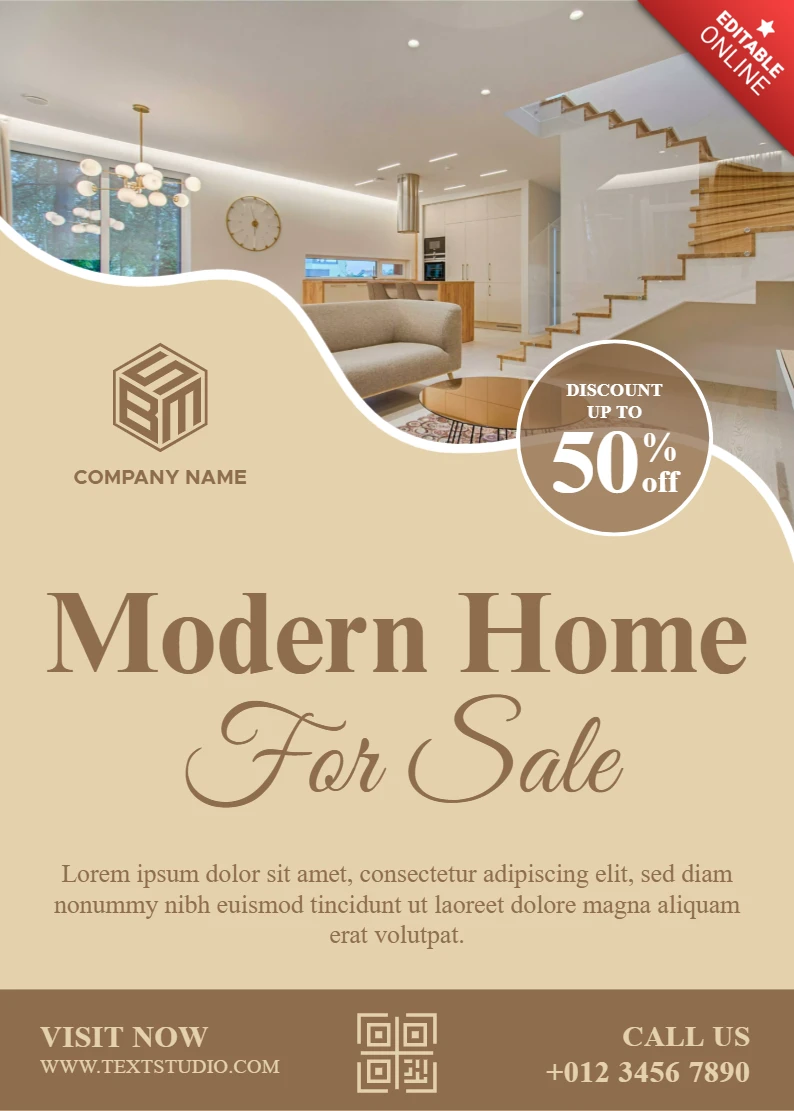 Modèle de vente de maison moderne design élégant pour les flyers immobiliers