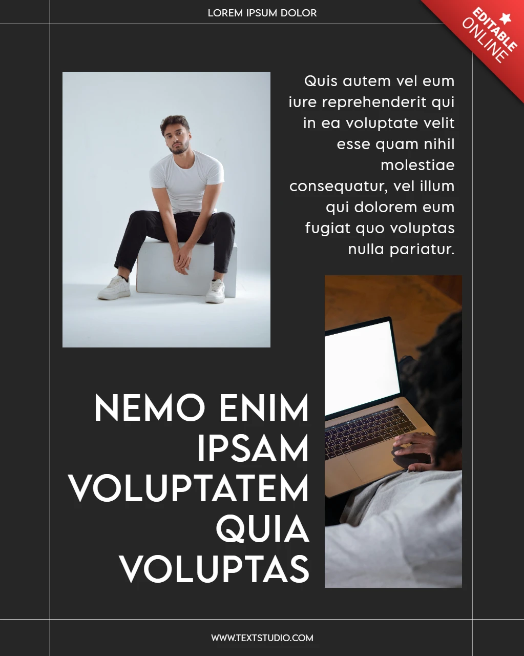 Monochroom profiel en werk instagram post ontwerpsjabloon