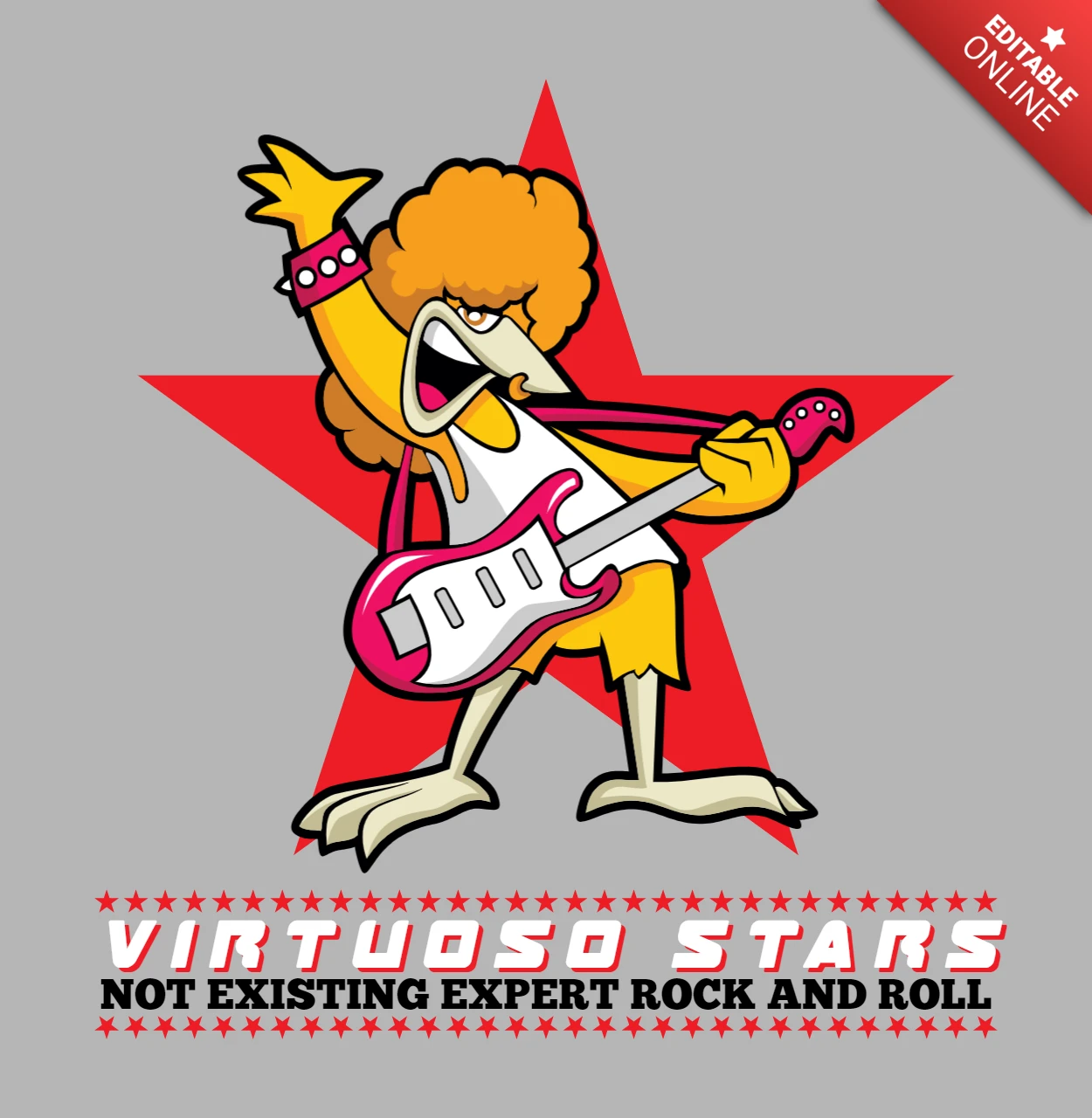 Rock Music Cartoon Character T-Shirt Template