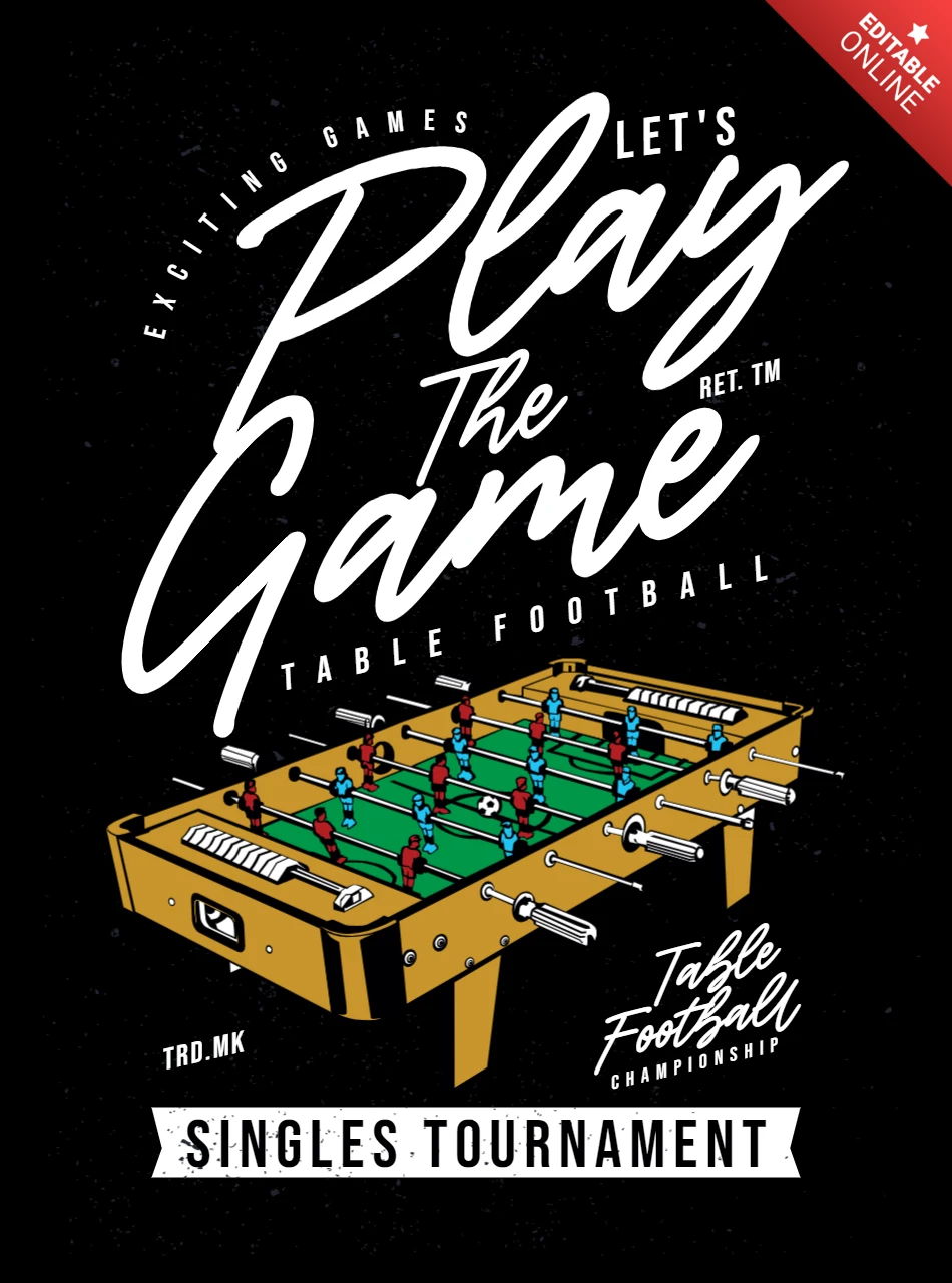 テーブルサッカーTシャツのデザインテンプレート
