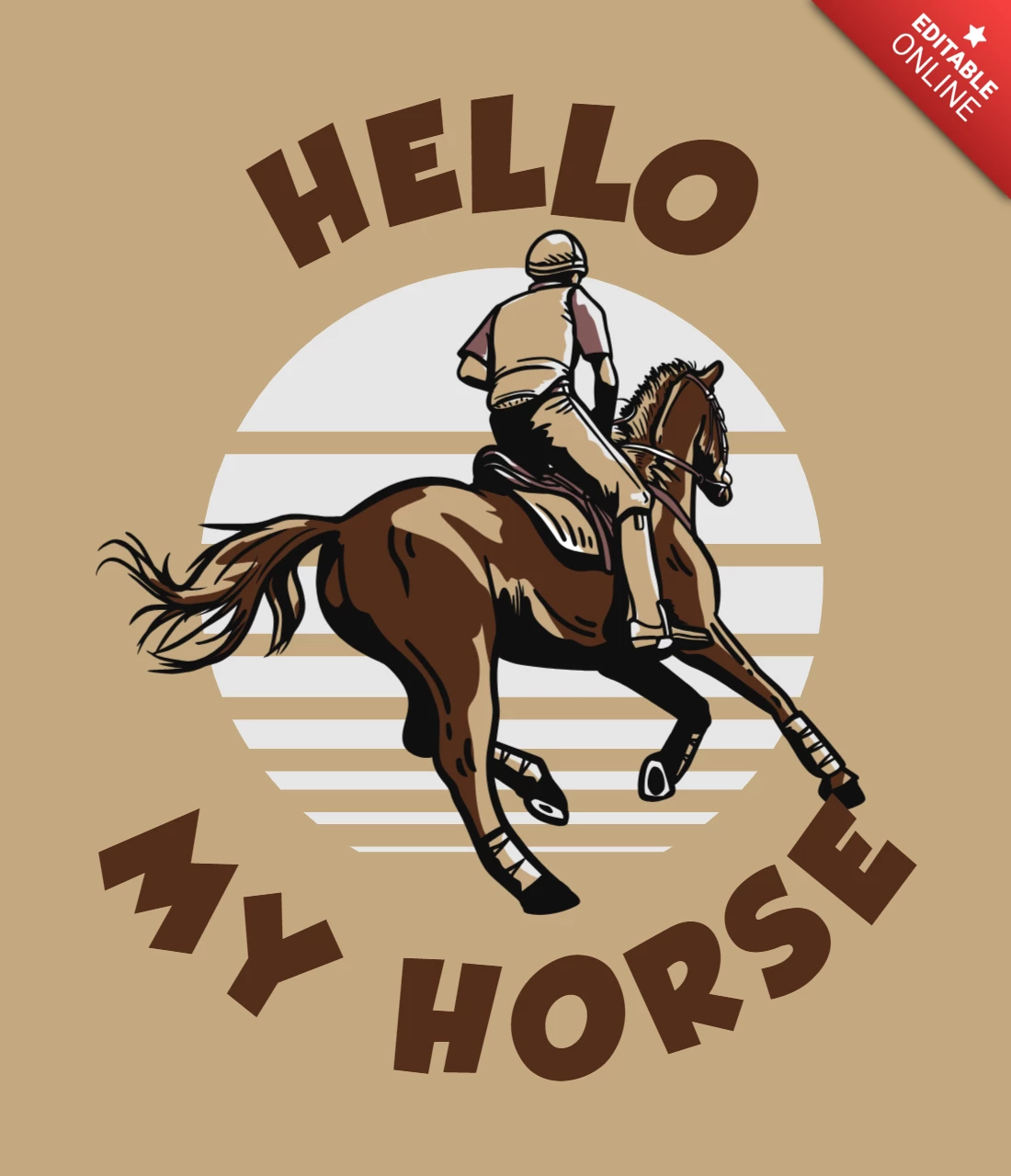 Man Riding Horse Vintage T-shirt Design Template