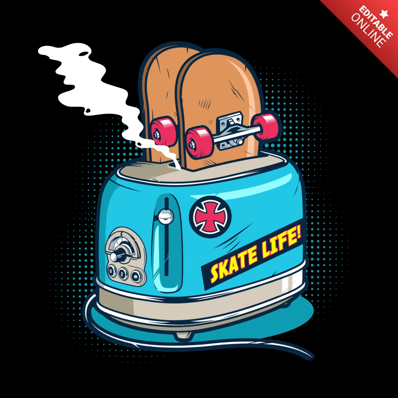 Skate Life Toaster T-shirt Design Template