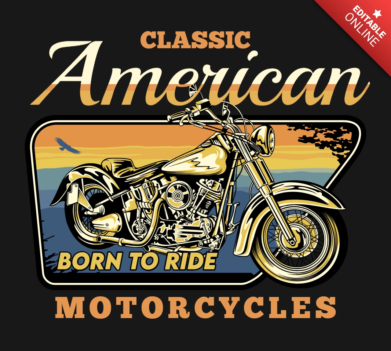 Amerikanisches motorrad t-shirt design vorlage