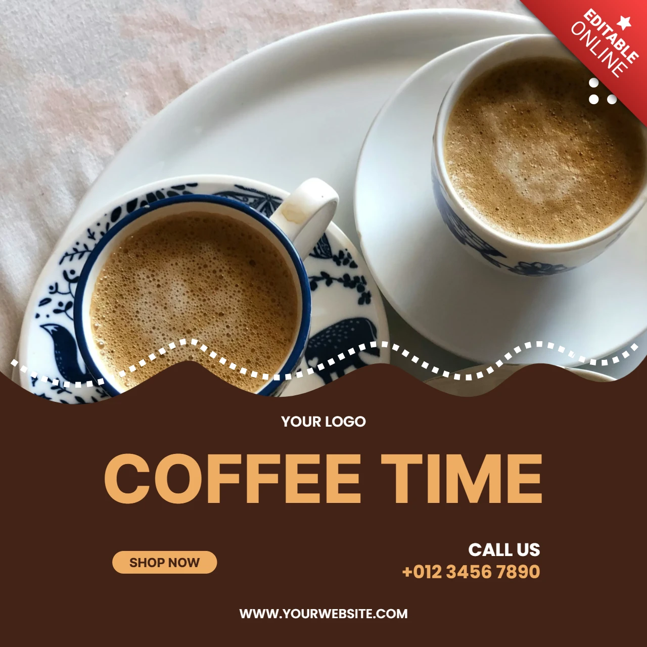 Cappuccino coffee time instagram post design template