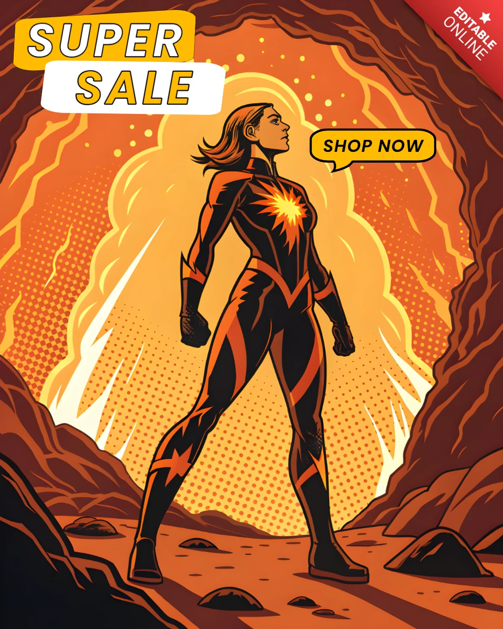 Comic-Stil Super Sale Werbevorlage für Merchandise