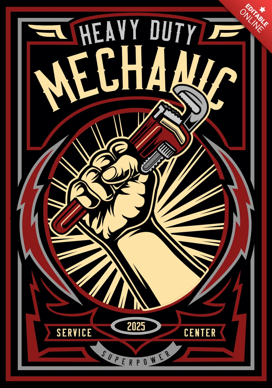 Heavy Duty Mechanic T-shirt Design Template
