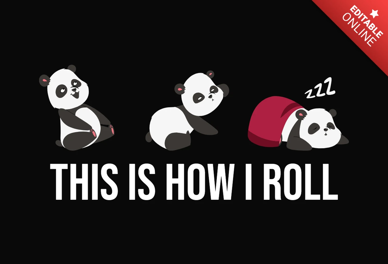 Sevimli küçük panda tişört tasarım şablonu