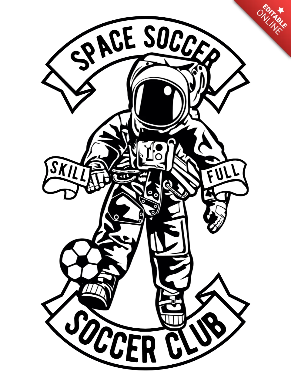 Modèle de conception de t-shirt de personnage de football astronaute