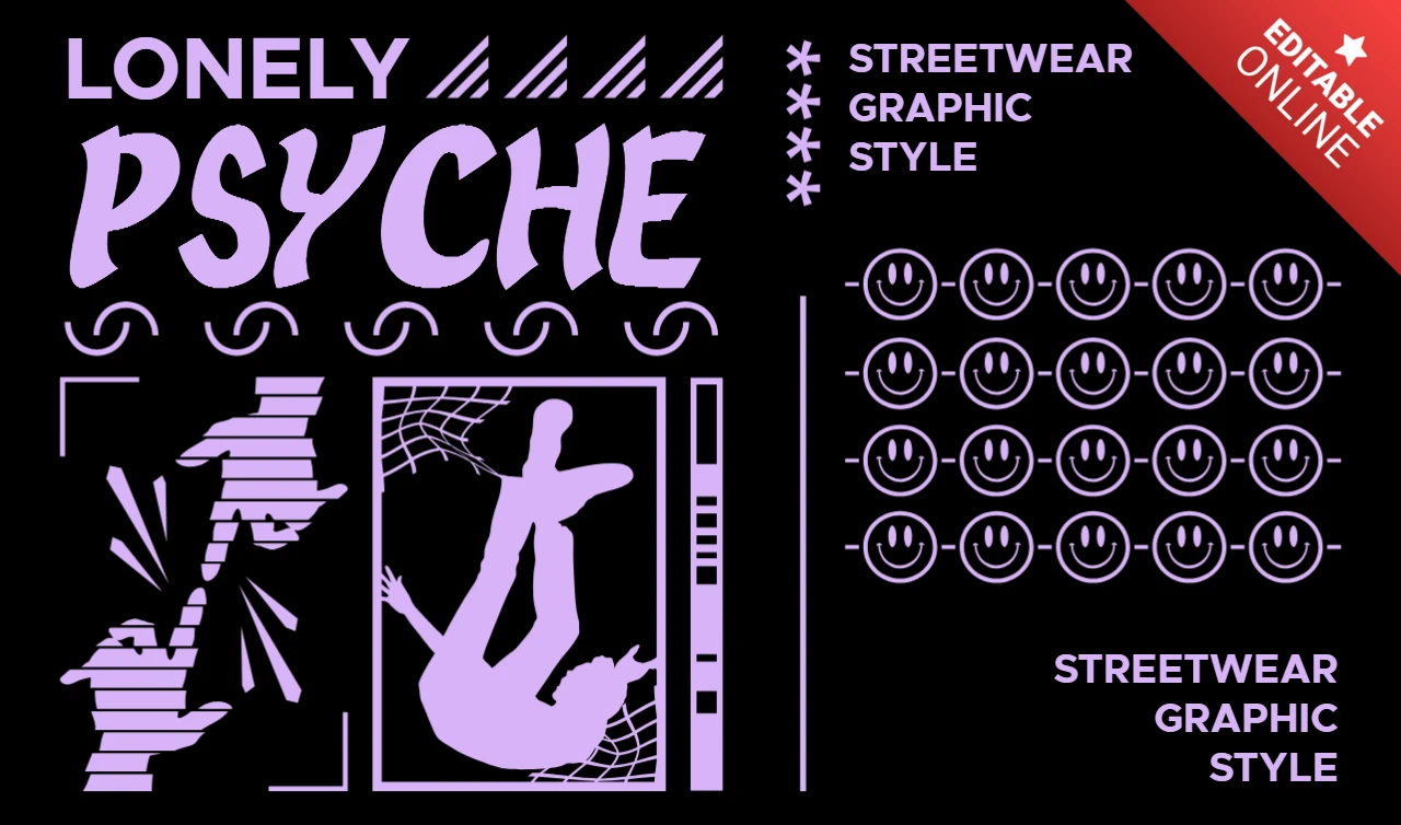 Modèle de design graphique streetwear pour vêtements "Lonely psyche"