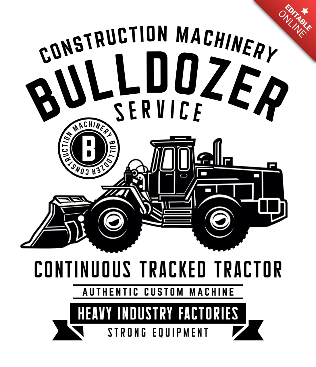 Bulldozer service t-shirt ontwerpsjabloon