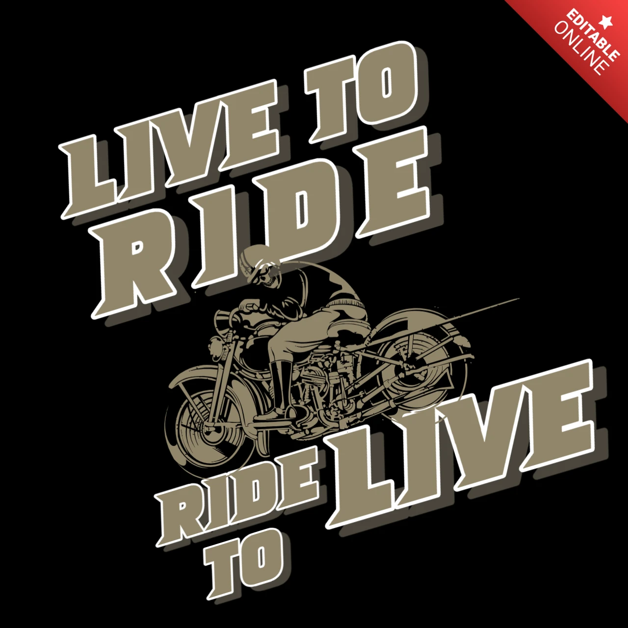 Modèle de t-shirt de moto "Live to ride" (vivre pour rouler)