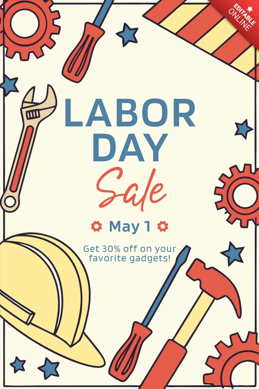 Retro labor day sale Designvorlage für editierbare Werbeaktionen